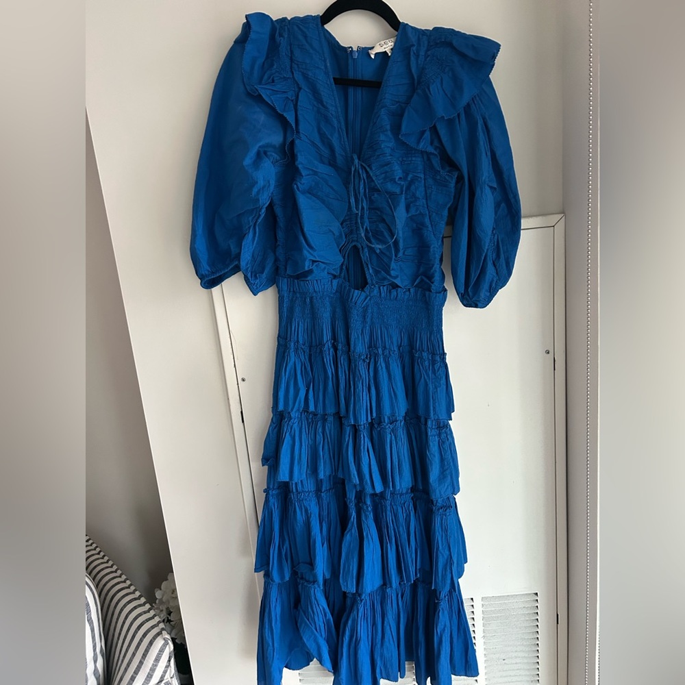 SEA New York blue ruffled dress